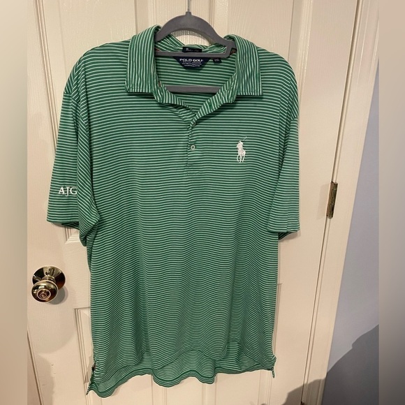 Polo Ralph Lauren golf Pima cotton green white stripe  polo - Picture 1 of 10